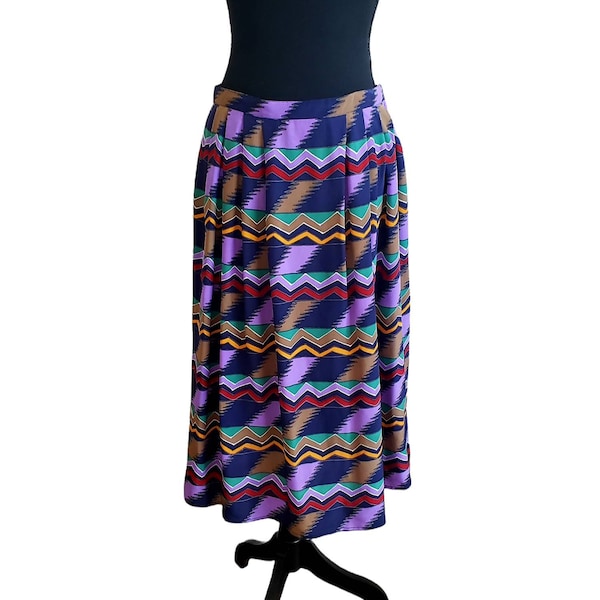 Vintage UMI collections b Anne Crimmins  Womens Pure Silk Tribal Skirt size 12  Made in Hongkong