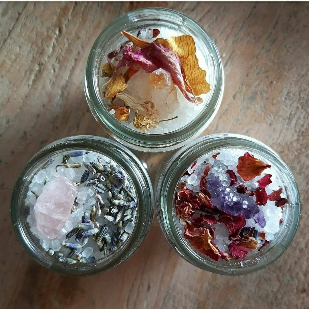 Magical Bath Salts with Crystals and Herbs Etsy