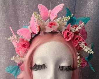 Multi Color & Floral Butterfly Crown