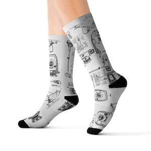 Hand Drawn Survey Art Socks - Survey Gift Idea - Gift for Land Surveyor - Survey Socks