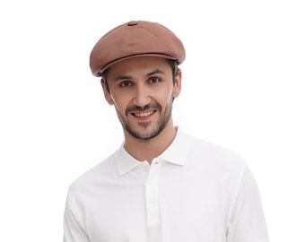 Cappuccino Cotton Newsboy Cap for Men - 8 Panel Baker Boy Hat