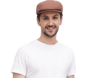 Cappuccino Cotton Flat Cap for Men - Cocoa Brown Hat