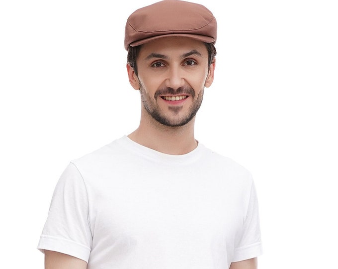 Cappuccino-Colored Flat Cap for Men - Traditional Men's Flat Cap in Rich Cocoa