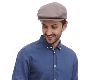 Cappuccino Cotton Flat Cap - Brown Newsboy Hat for Men