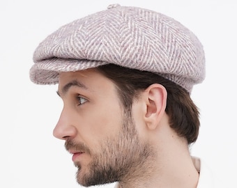 Beige Wool Newsboy Cap – Natural Color Mens Baker Boy Hat
