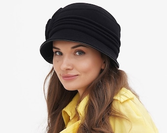 Victoria Wool Cloche Hat - Available in Black & Dark Blue