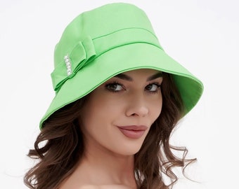 Linen Bucket Hat for Women – Summer Cloche Style Sun Hat