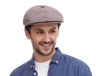Cocoa Cotton Newsboy Cap for Men - 8 Panel Baker Boy Hat
