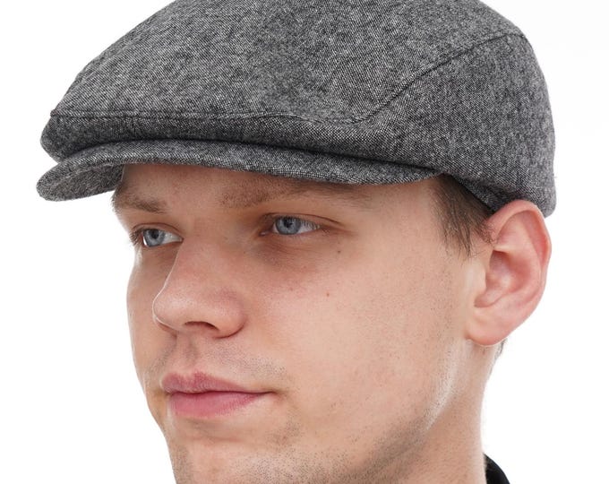 Premium Grey Tweed Flat Cap - Newsboy Style Driver Hat for Men