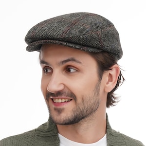 Grey-Green Flat Cap Men | Handmade Tweed Wool Hat | Classic Mens Flat Cap | Vintage Style Gift | Traditional Ukraine