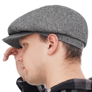 Handmade Grey Wool Newsboy Cap: Classic 8 Panel Baker Boy Hat