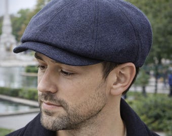 Blue Newsboy Cap Slouchy Baker Boy 8 Panel Men’s Hat Retro Peaky Blinders