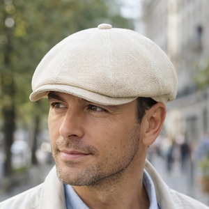 Linne-tidningsboykeps för män Sommarhatt i klassisk Gatsby-stil