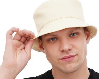 Lightweight Cotton Bucket Hat for Men – Ivory Summer Hat