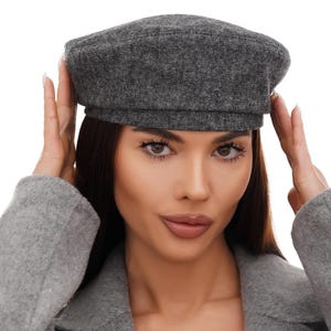 Grey Tweed Wool Beret Women French Style Winter Hat Classic Design Handmade Fashion Accessory Vintage Look