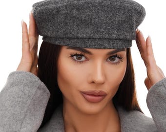 Grey Tweed Wool Beret - Handmade French Style Winter Hat for Women | Classic Textured Fashion Accessory
