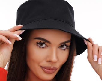 Women's Summer Cotton Bucket Hat in Black