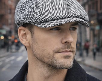 Handgemaakte Slouchy Krantenjongenspet 8-panelen Baker Boy-hoed