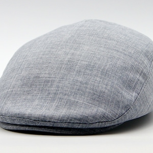 Men's summer blue linen newsoy hat flat cap.