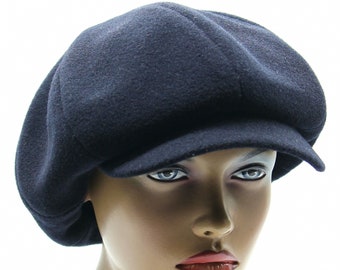 Women's newsboy paperboy hat top 8 panel baker boy cap blue
