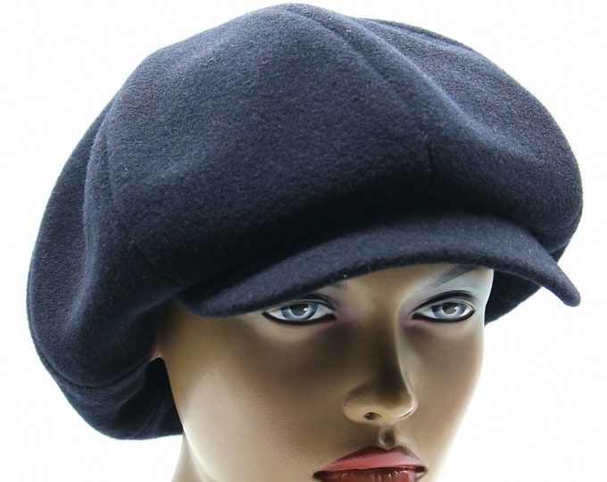 Women's newsboy paperboy hat top 8 panel baker boy cap blue