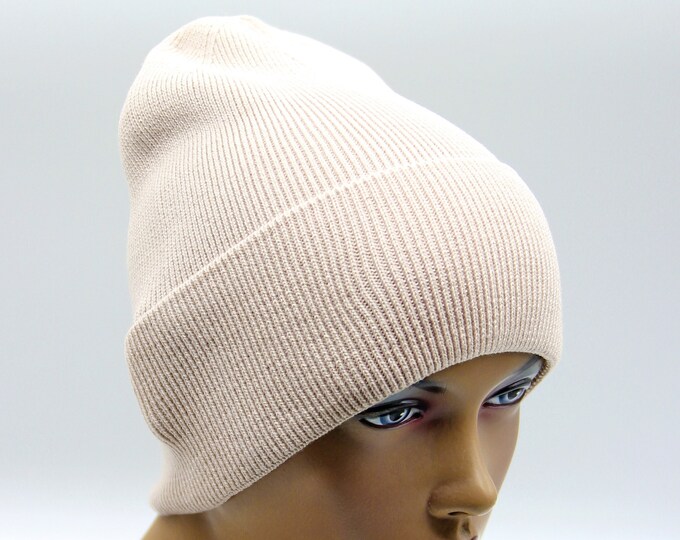 Women knitted beanie knit slouchy hat crochet warm powder