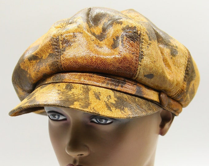 Women's leather cap newsboy hat baker boy woman