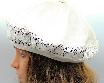 Béret d'été en lin : chapeau à la française pour femme