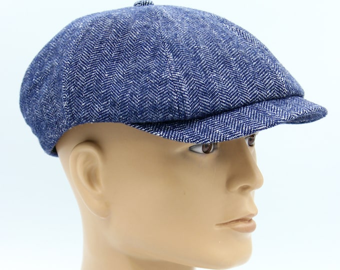 Newsboy 8 panel cap slouchy baker boy men's hat blue.