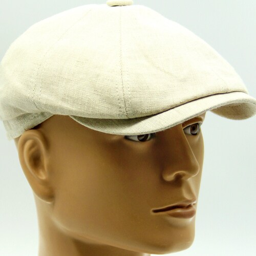 Summer Newsboy Hat Trendy Men's Linen Cap Cotton Blue Etsy