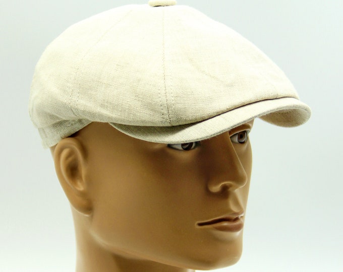Men's summer linen cap beige.
