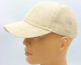 Linen summer cap baseball beige