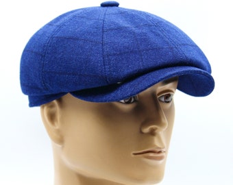 Men's newsboy hat blue baker boy cap.