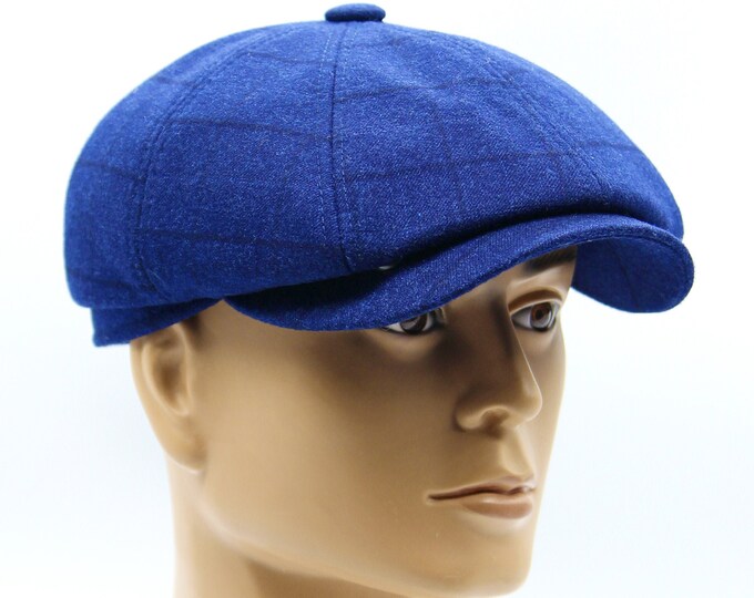 Men's newsboy hat blue baker boy cap.