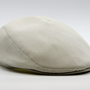 Men's summer newsoy hat linen flat cap beige