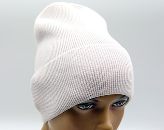 Women knitted beanie knit slouchy hat crochet warm grey