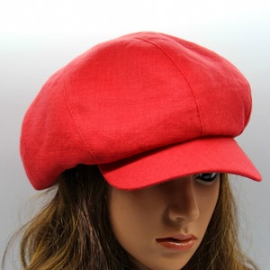 Linen women's cap baker boy hat newsboy summer cotton red