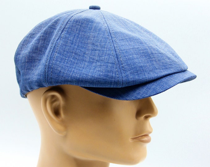 Summer men's news boy cap hat cotton blue jeans