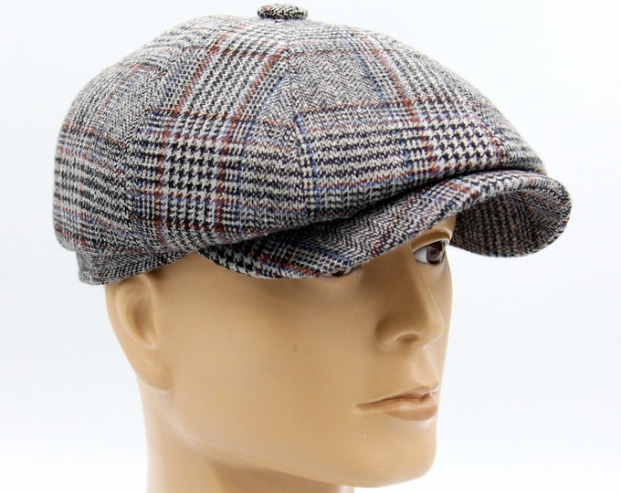Men's newsboy cap baker boy hat wool grey