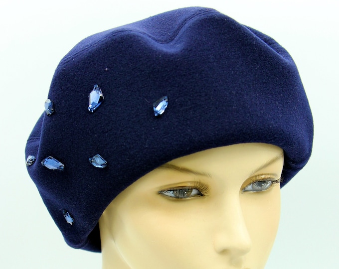 Beret hats for women "Mary" blue