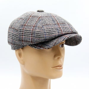 Grey Wool Newsboy Cap Men - Baker Boy Hat - Ukrainian Handmade 8 Panel - Winter Vintage Style Gift for Him