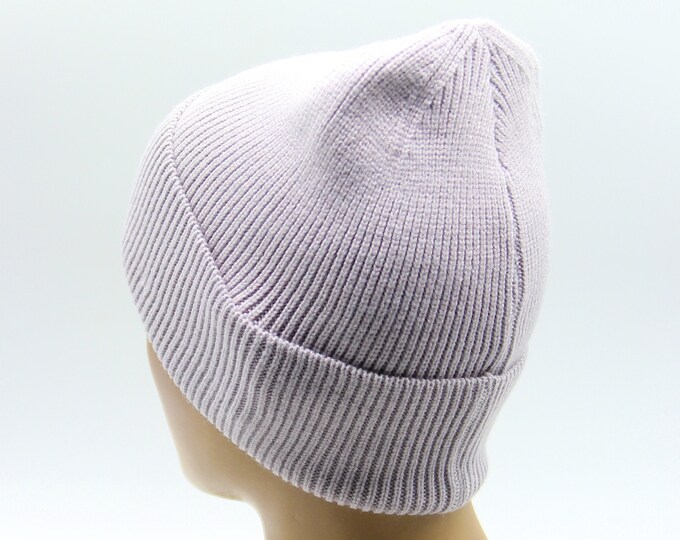 Womens knit beanie hat slouchy crochet knitted warm gray
