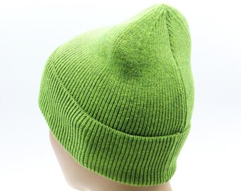 Woman's knit beanie hat slouchy crochet knitted warm green