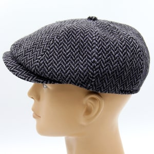 Grey Newsboy Cap Men Slouchy Baker Boy Hat 8 Panel Winter Warm Handmade Ukrainian Vintage Style Gift for Him Christmas