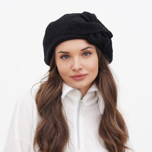 Grey Wool Beret: Handmade French Style Slouchy Winter Hat