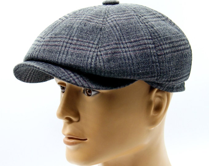 Men's demi-season baker boy newsboy cap gray