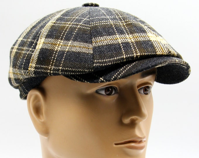Mens newsboy cap baker boy hat brown.