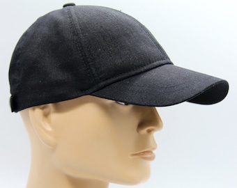 Summer linen cap baseball cotton hat black