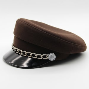Brown Wool Breton Cap Women Baker Boy Hat Ladies Newsboy Skipper Fiddler Cap Handmade Ukrainian Autumn Winter