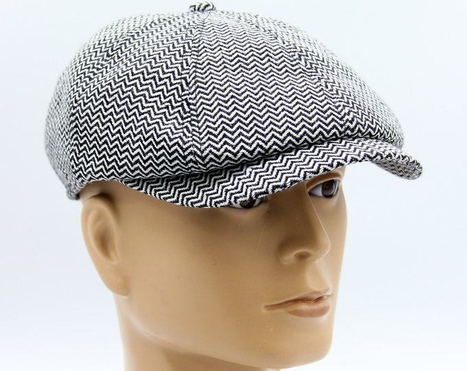 Men's newsboy hat baker boy cap slouchy 8 panel grey.